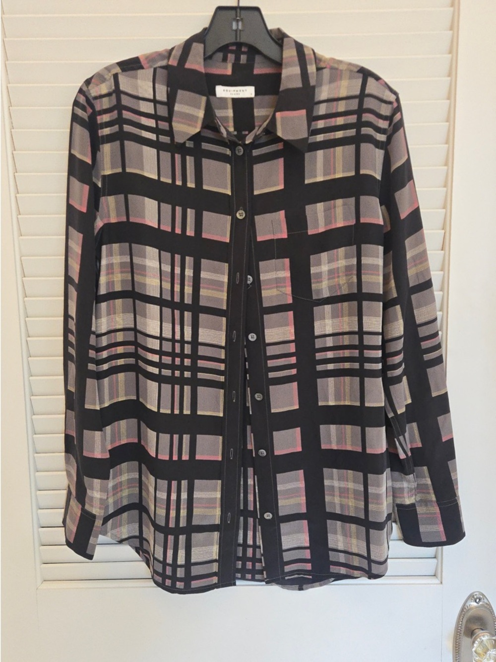Equipment Multi Plaid Silk Blouse size small